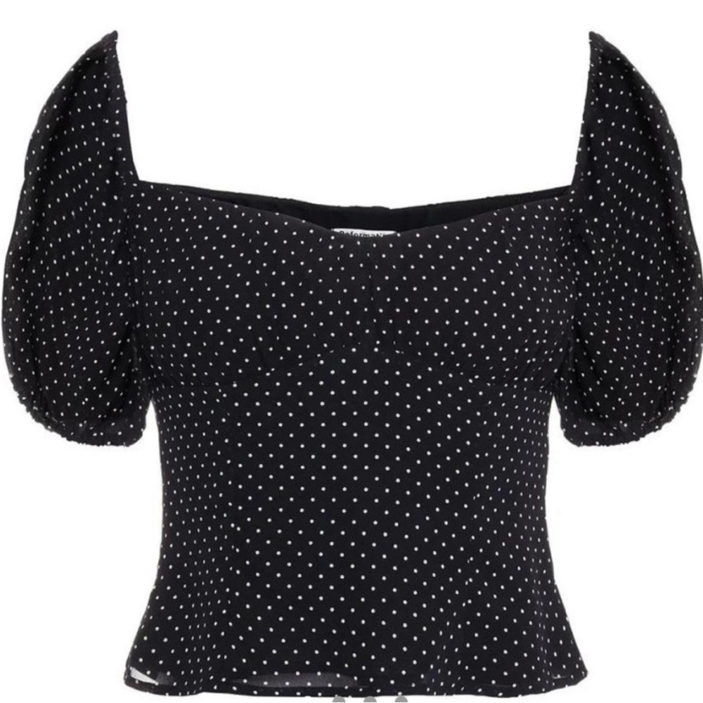 Reformation Berry Top, Sz 0 Black White Polka Dot Bustier like fit so feminine